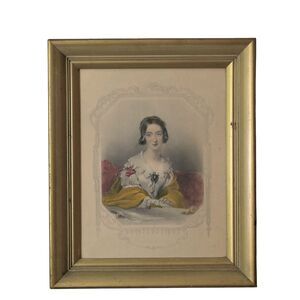 Vintage Hand Colored Portrait Gravure Woman Sungott New York Art Studios Framed